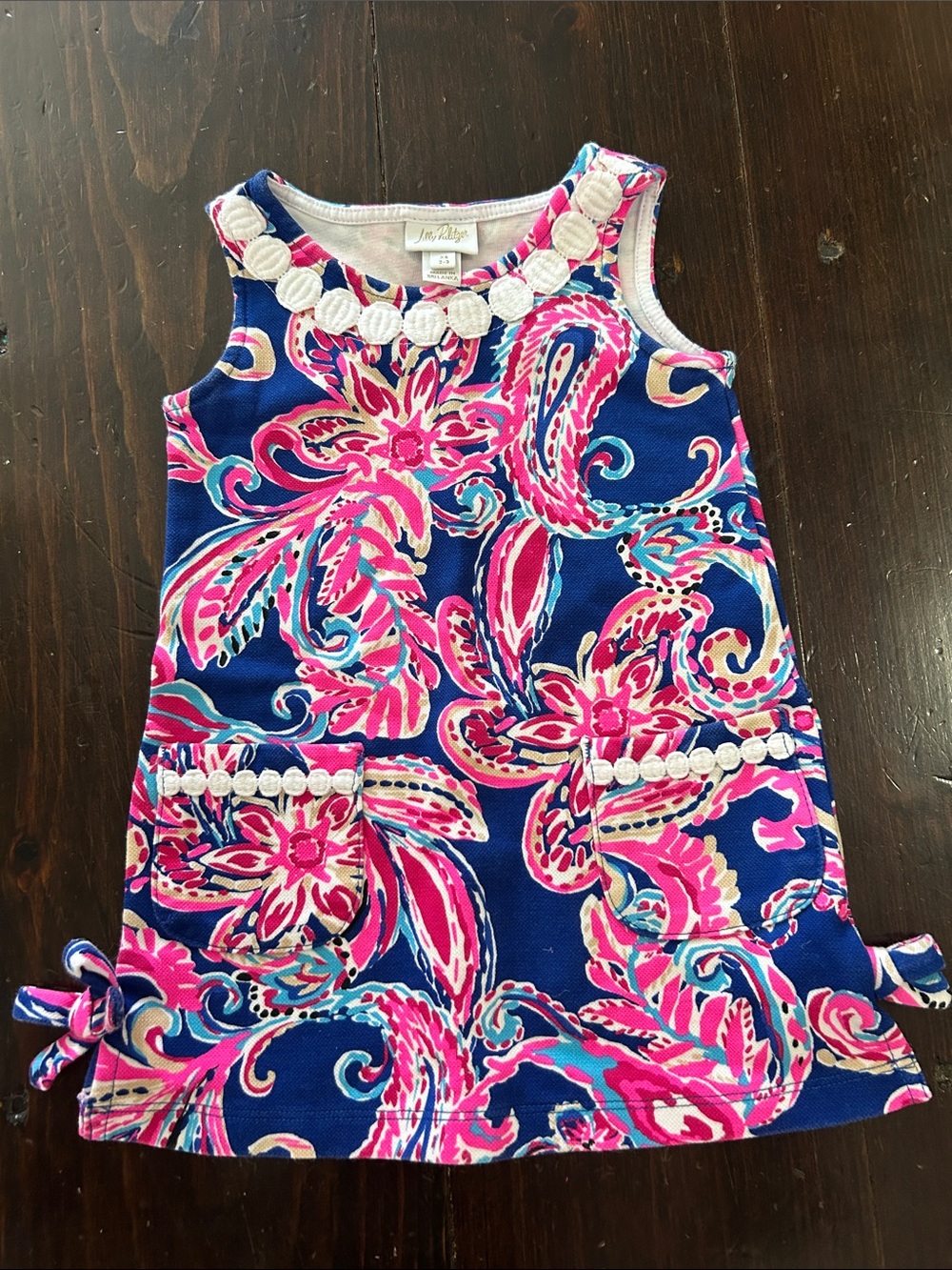 Lilly Pulitzer Navy, Pink & White Floral Shift Dress for Girls